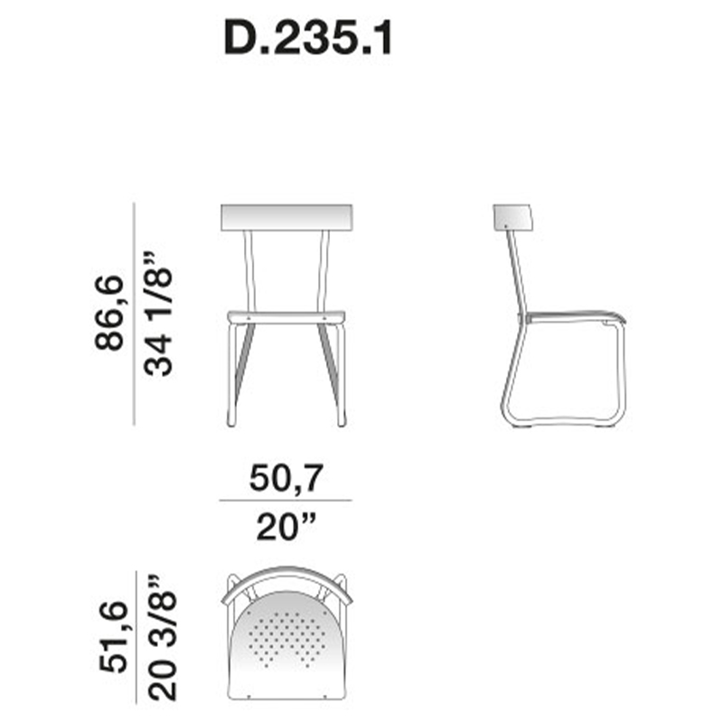 Дизайнерский стул из алюминия Gio Ponti D.235.1 Chair в Воронеже