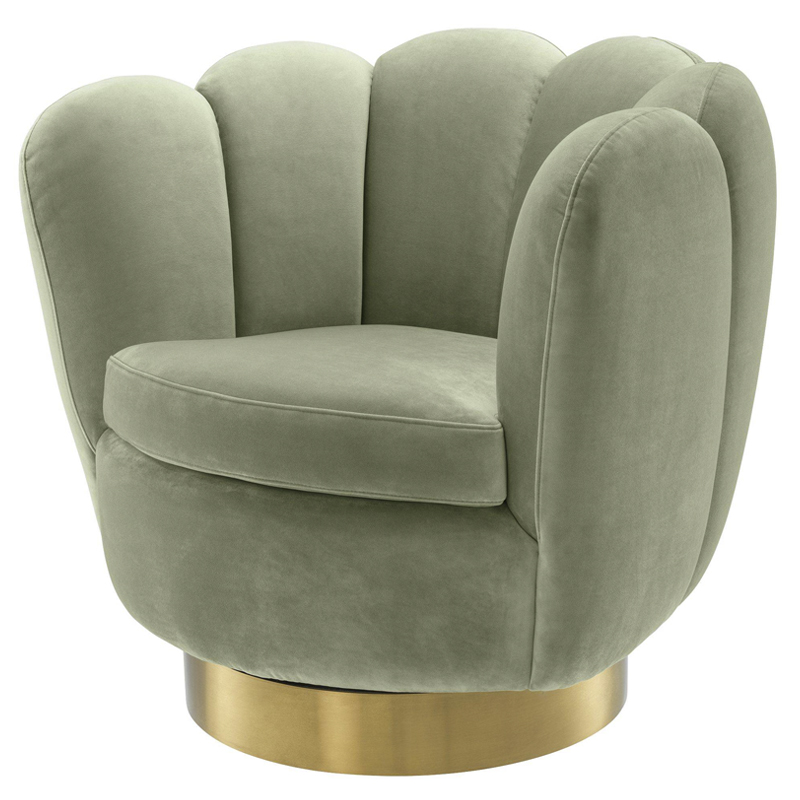 Кресло Eichholtz Swivel Chair Mirage pistache green Зеленый шалфей Матовая латунь в Воронеже | Loft Concept 