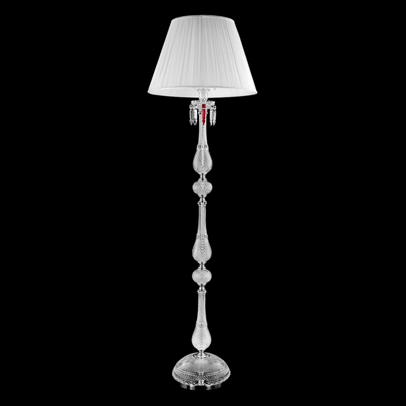 Торшер с белым текстильным абажуром и хрустальными подвесками Lustre Reverie Хром Прозрачное Стекло Белый Торшер с белым текстильным абажуром и хрустальными подвесками Lustre Reverie Хром Прозрачное Стекло Белый в Воронеже | Loft Concept