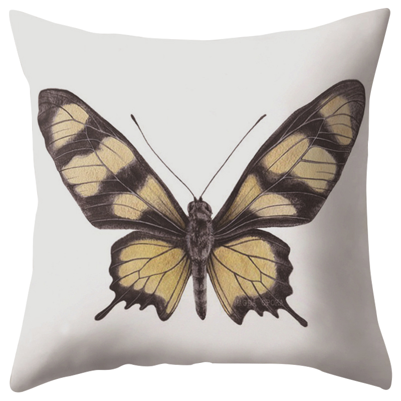 Декоративная подушка Yellow Butterfly Белый Желтый Черный в Воронеже | Loft Concept 