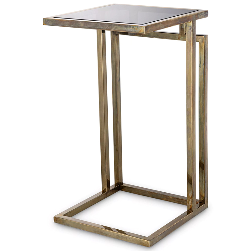 Приставной стол Eichholtz Side Table Marcus Brass Латунь Стекло Смок в Воронеже | Loft Concept 