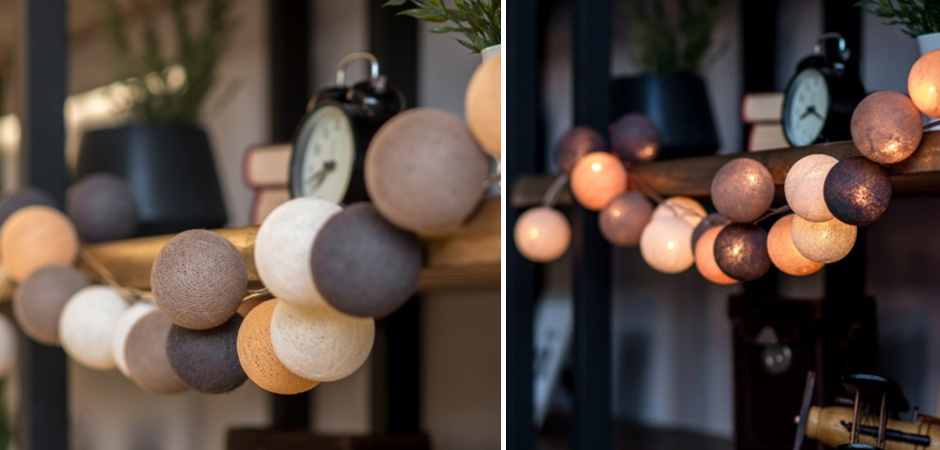 Гирлянда хлопковые фонарики Сotton Ball Clay - Loft-Concept в Воронеже