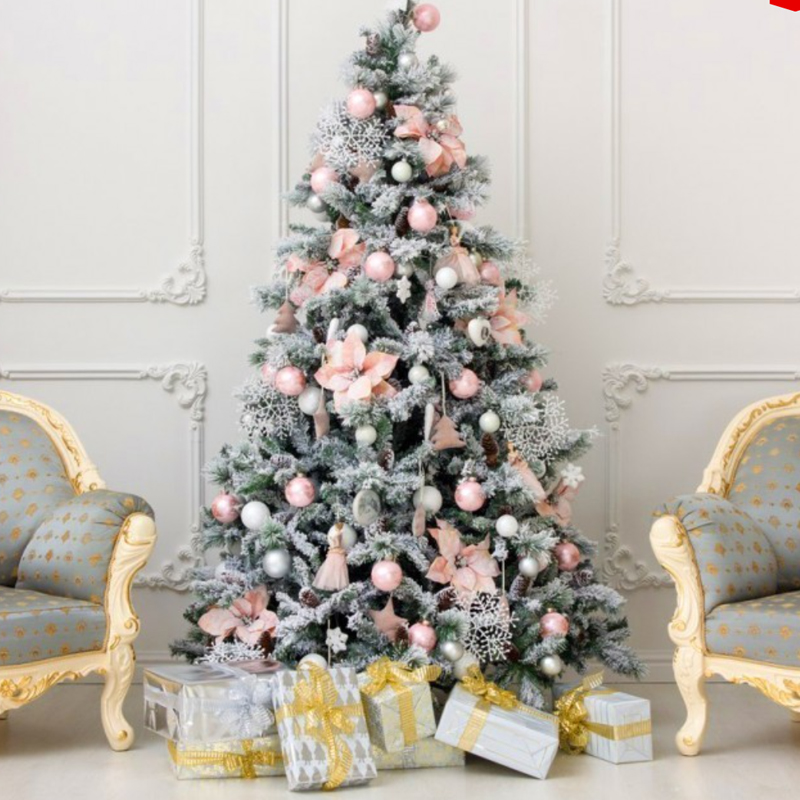 Ель Дизайнерская Розовый декор Christmas Tree Black Pink Fowers Розовый Белый Зеленый в Воронеже | Loft Concept 