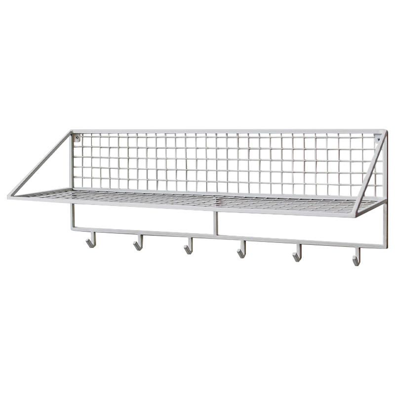 Вешалка с полкой Rhian Industrial Metal Rust Shelf White Белый в Воронеже | Loft Concept 