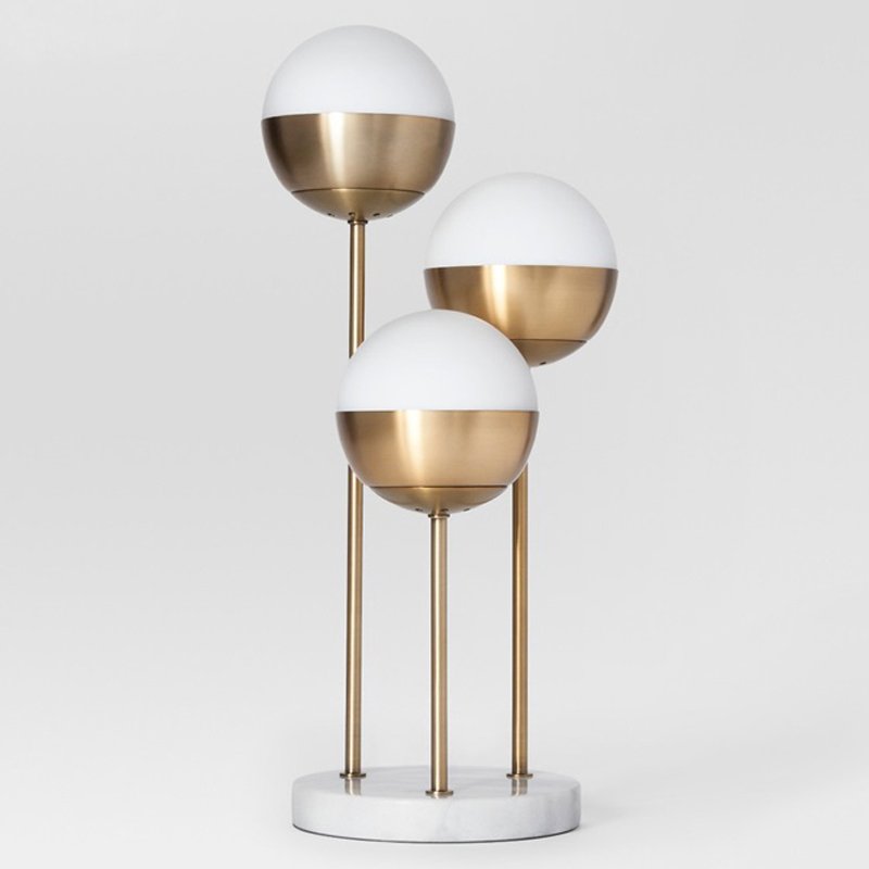 Geneva Glass Table Lamp Triple Globe Белый Латунь в Воронеже | Loft Concept 