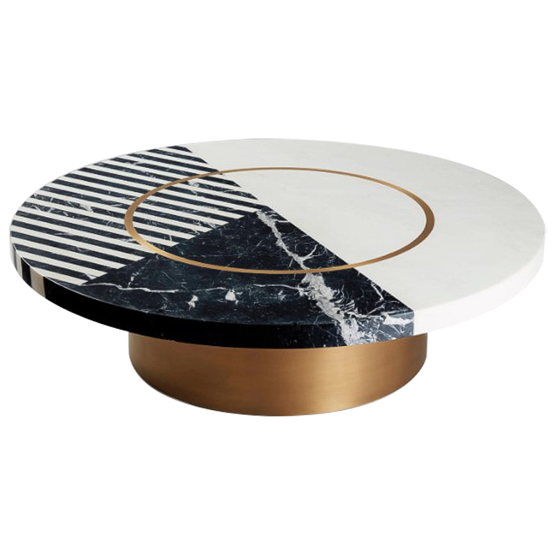 Кофейный стол Mercado Marble Brass Coffee Table Черно-белый Латунь в Воронеже | Loft Concept 