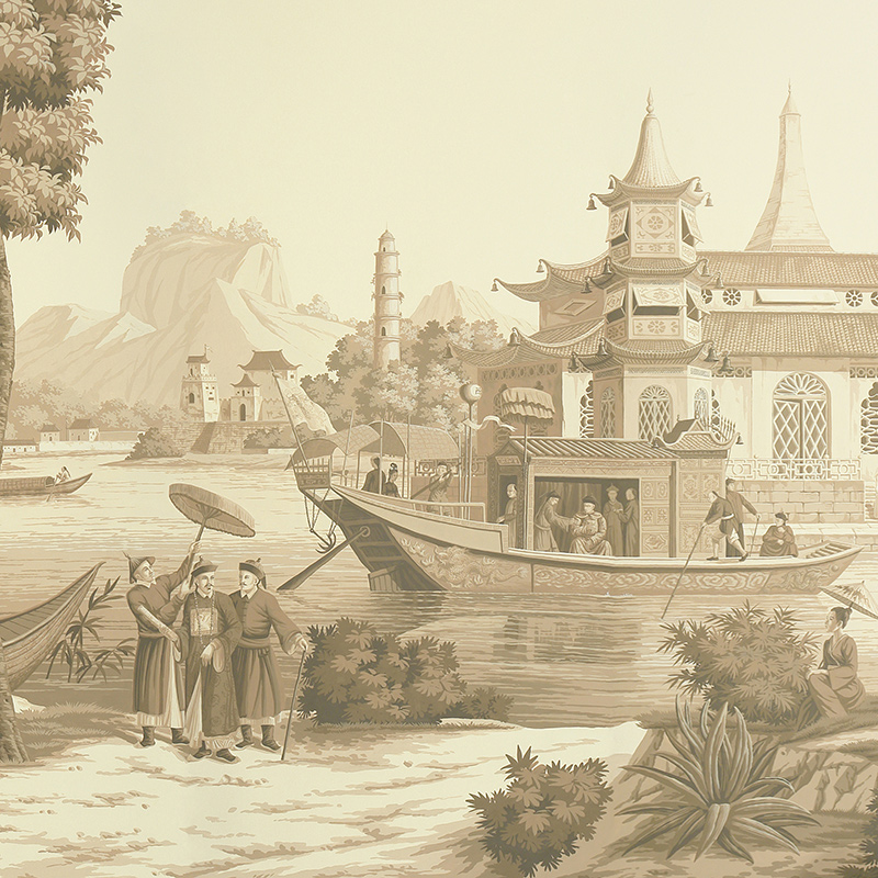 Обои ручная роспись Procession Chinoise Sepia on scenic paper  в Воронеже | Loft Concept 