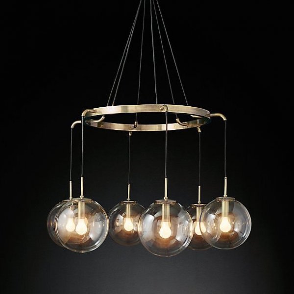 Люстра RH LANGUEDOC Round Chandelier Antique Brass Латунь в Воронеже | Loft Concept 