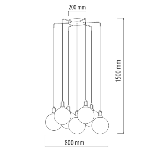 Люстра с 7-ю плафонами из прозрачного стекла в форме шара Orb Cascade  в Воронеже