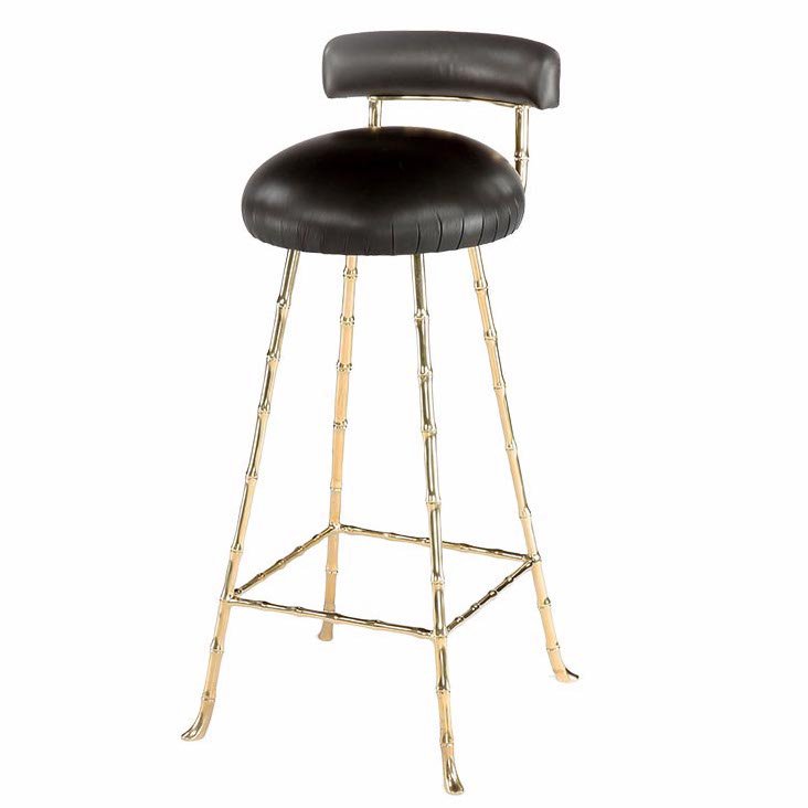 Барный стул High Upholstered Bar Stool Глянцевое золото Черный в Воронеже | Loft Concept 