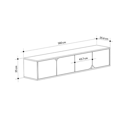 ТВ-тумба подвесная цвета древесины с 4-мя темно-серыми дверцами SPARK TV STAND OAK ANTHRACITE в Воронеже