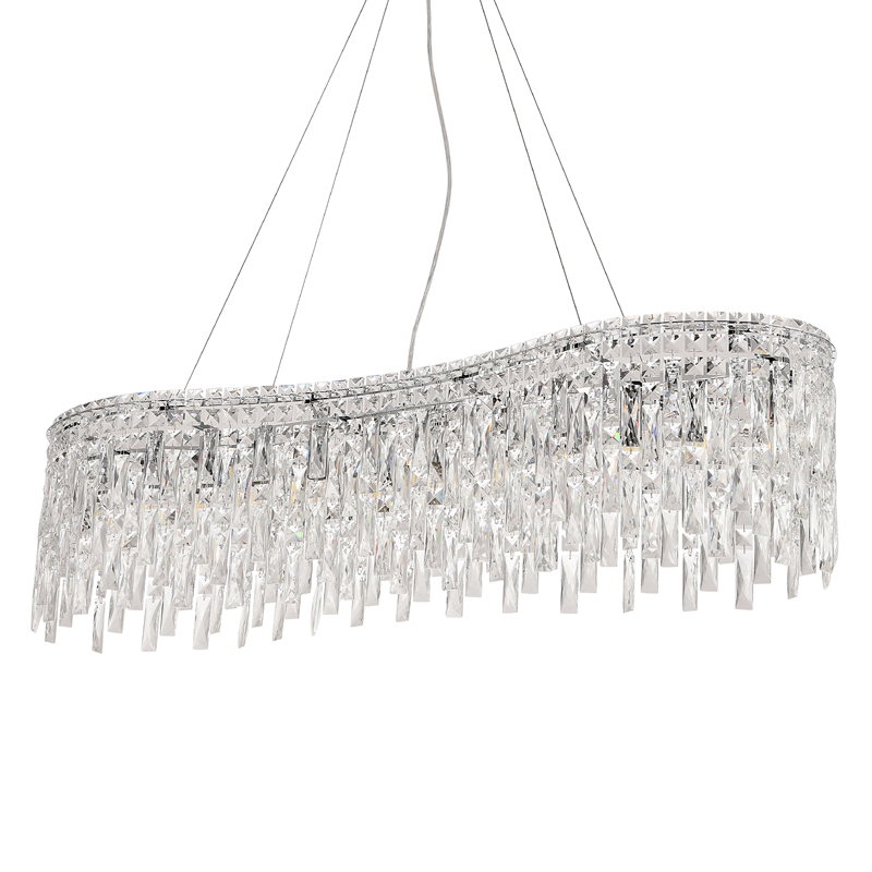 Люстра подвесная вытянутой формы с хрустальными подвесками Ludivine Lighting Хром Прозрачный в Воронеже | Loft Concept 