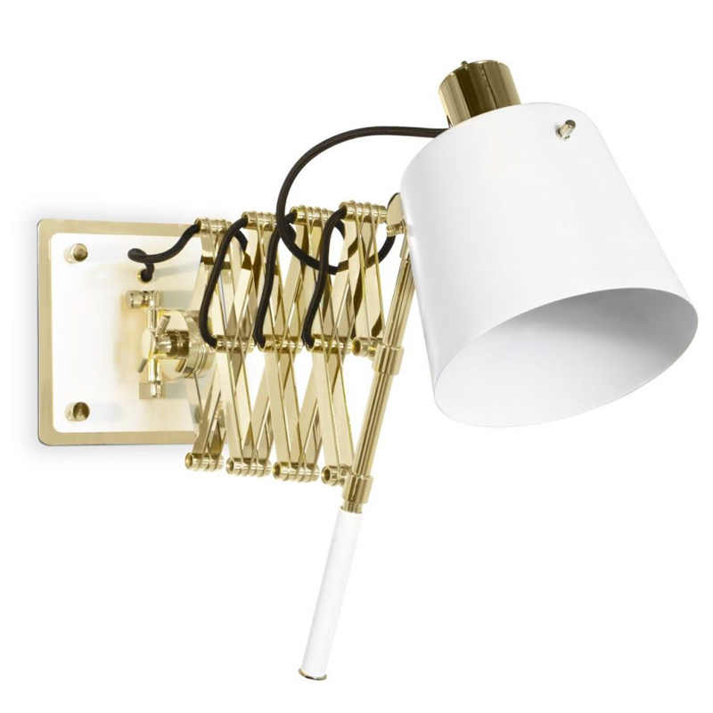 Бра PASTORIUS WALL LAMP White Белый Глянцевое золото в Воронеже | Loft Concept 