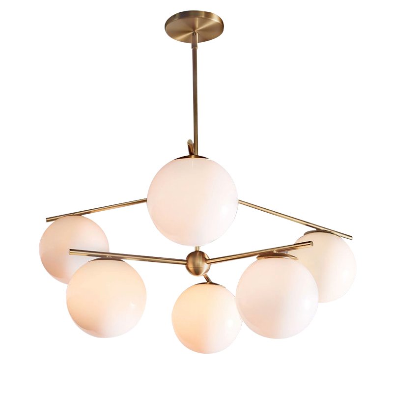 Люстра Sphere Stem 6-Light Chandelier Bronze Латунь Белый в Воронеже | Loft Concept 