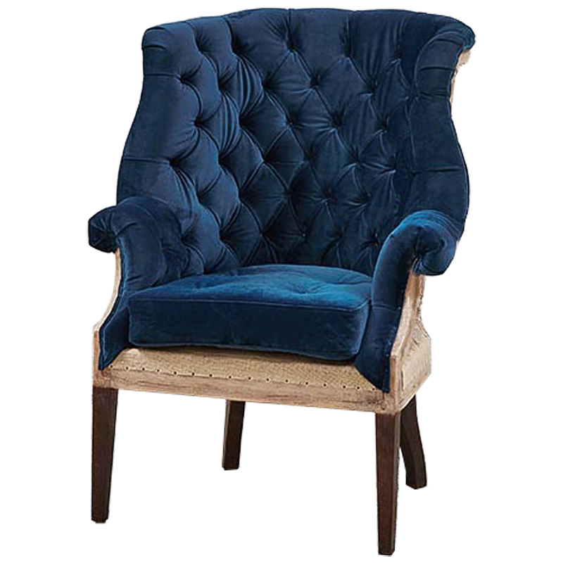 Кресло Gamilton Armchair Blue Синий Коричневый в Воронеже | Loft Concept 