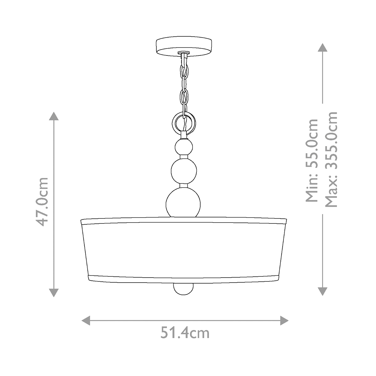 Люстра подвесная с белым тканевым цилиндрическим абажуром и декоративными шарами Hinkley в Воронеже
