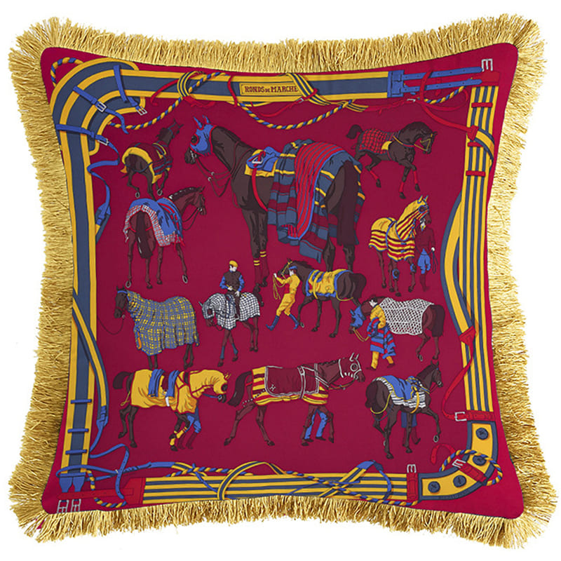 Декоративная подушка Hermes Horses Red 134 Красный Мульти Золотой Декоративная подушка Hermes Horses Red 134 Красный Мульти Золотой в Воронеже | Loft Concept