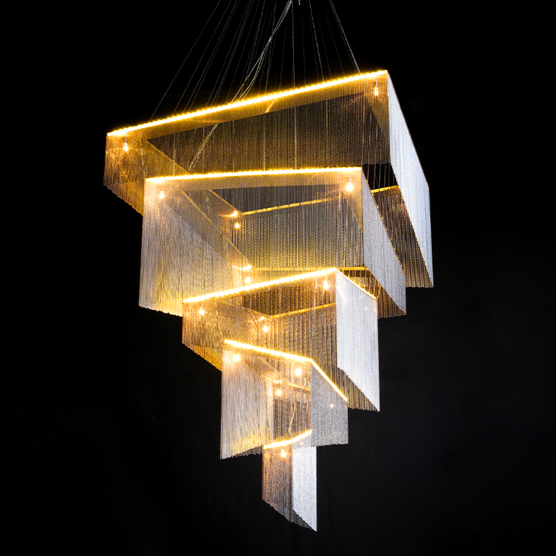 Люстра Золотые цепочки Willowlamp Geometric Storm Gold Золотой в Воронеже | Loft Concept 