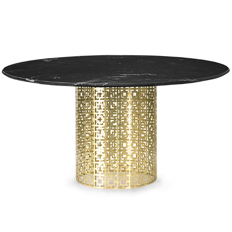 Обеденный стол Jonathan Adler Nixon Dining Table Черная столешница мрамор Золотой Черный Мрамор Nero в Воронеже | Loft Concept 