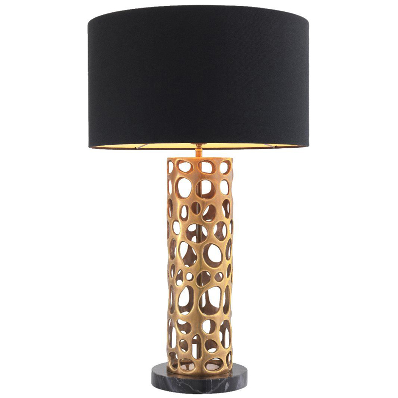 Настольная лампа Eichholtz Table Lamp Dix Brass Черный Винтажная латунь Черный Мрамор Nero Золотой в Воронеже | Loft Concept 