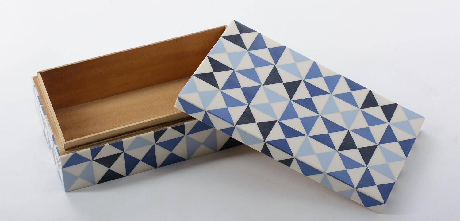 Шкатулка Small Triangles Blue Bone Inlay Box - фото