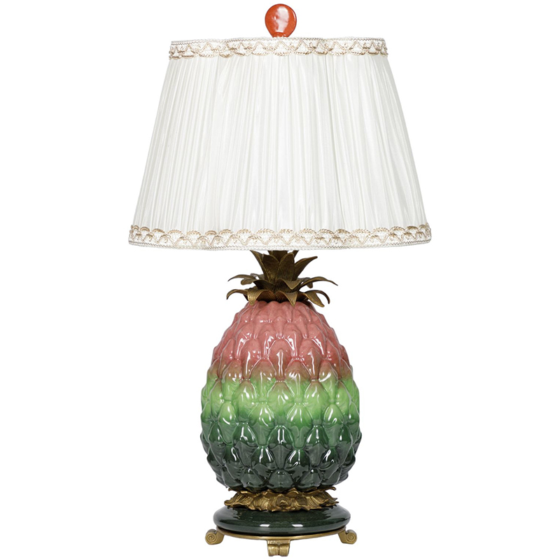 Настольная лампа с абажуром Pineapple Pink Green Table Lamp Белый Розовый Зеленый Салатовый Бронза в Воронеже | Loft Concept 