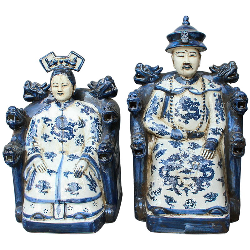 Комплект из двух статуэток Emperor and Empress Белый Синий Комплект из двух статуэток Emperor and Empress Белый Синий в Воронеже | Loft Concept