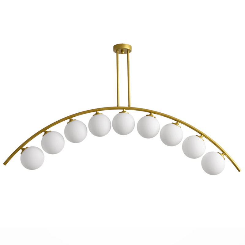 Светильник Ceiling lamp arc and balls Золотой Белое матовое стекло в Воронеже | Loft Concept 