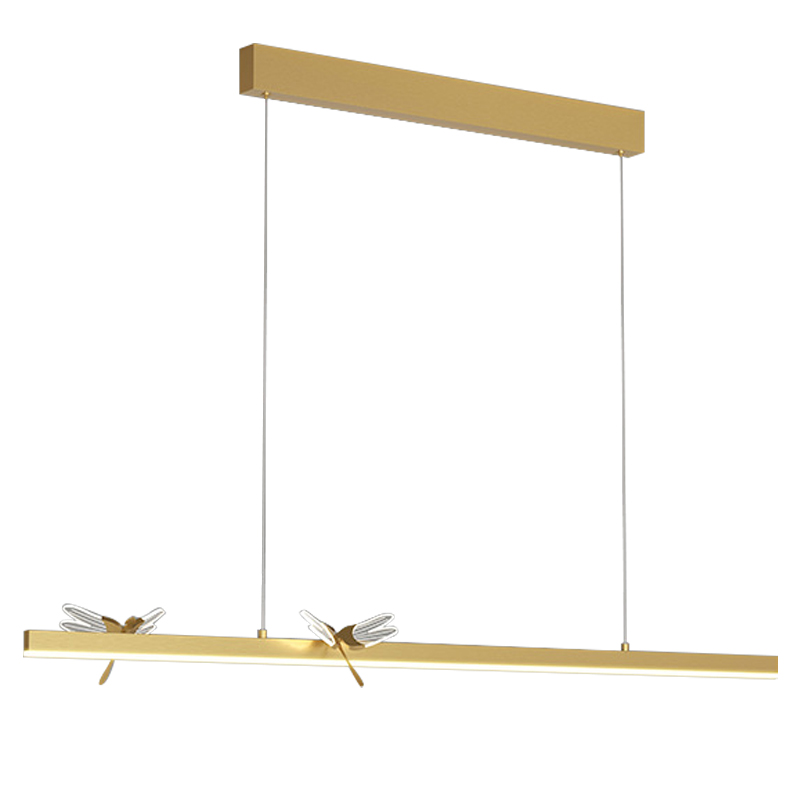 Линейный светильник со стрекозами Dragonfly Linear Chandelier Gold Золотой Прозрачный в Воронеже | Loft Concept 