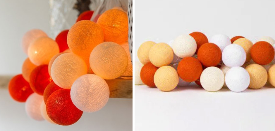 Гирлянда хлопковые фонарики Сotton Ball Orange - Loft-Concept в Воронеже