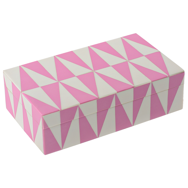 Шкатулка Pink Triangles Bone Inlay Box Розовый Белый в Воронеже | Loft Concept 