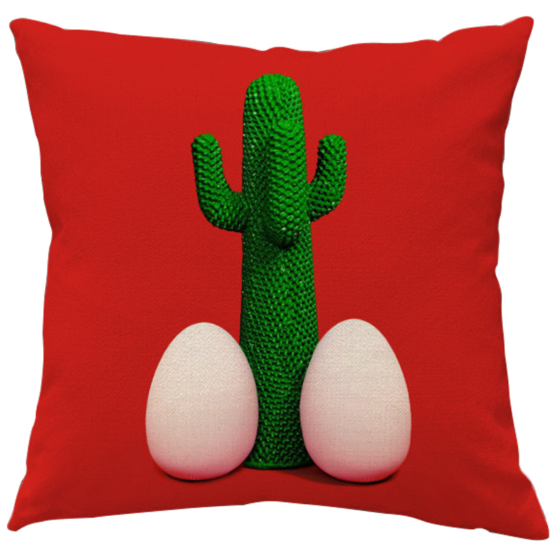 Декоративная подушка Seletti Cushion God Cactus Красный Зеленый Белый в Воронеже | Loft Concept 