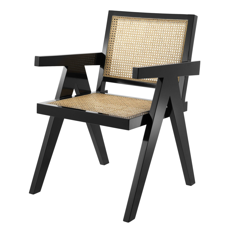 Стул Eichholtz Dining Chair Adagio Черный Бежевый Стул Eichholtz Dining Chair Adagio Черный Бежевый в Воронеже | Loft Concept