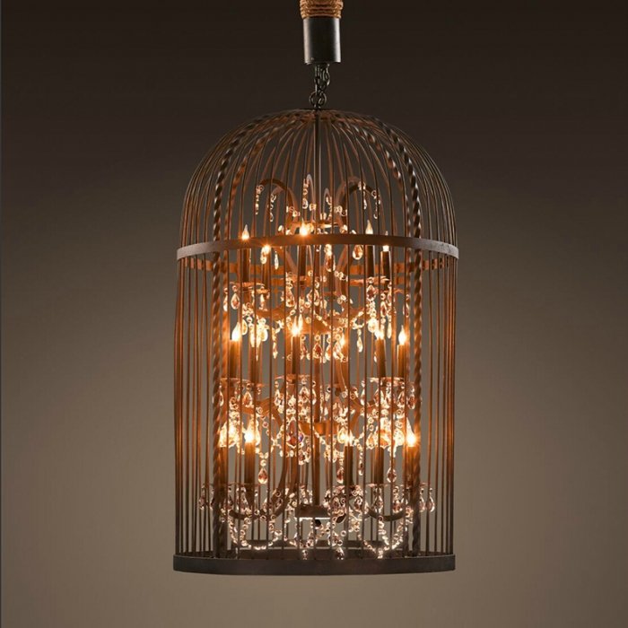 Люстра Steampunk Birdcage Chandelier Искусственная бурая ржавчина Черный в Воронеже | Loft Concept 