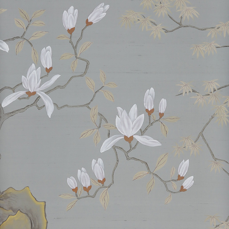 Обои ручная роспись Summer Night Blossom Colourway SC-122 on Wood Ash slub silk Обои ручная роспись Summer Night Blossom Colourway SC-122 on Wood Ash slub silk в Воронеже | Loft Concept