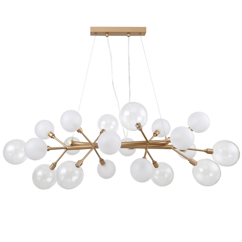 Люстра Berries Chandelier Rectangle White 100 матовое золото Прозрачный Прозрачный белый в Воронеже | Loft Concept 