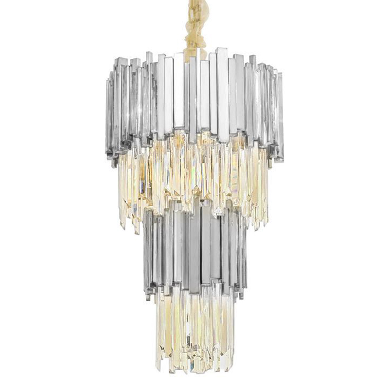 Люстра многоярусная Luxxu Modern Cascade Chandelier Silver Metal Glass 45 Серебряный Прозрачное Стекло в Воронеже | Loft Concept 