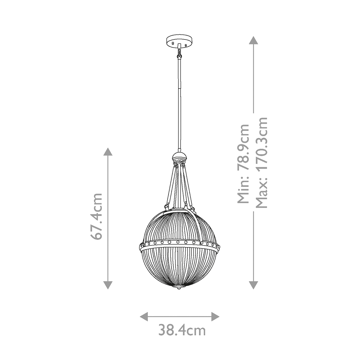 Подвесной светильник с рифленым стеклянным плафоном в форме шара Kichler в Воронеже