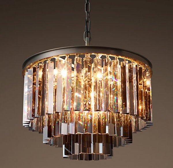 Люстра RH 1920s Odeon Smoke Glass Fringe Chandelier - 3 rings Черный в Воронеже | Loft Concept 