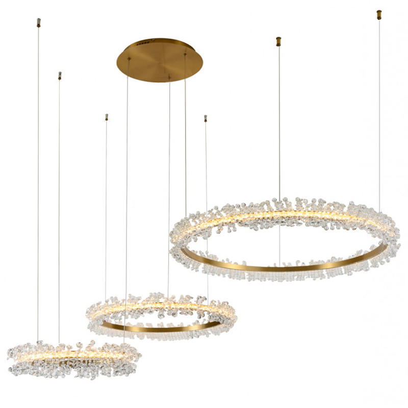 Люстра Crystal round chandelier 3 кольца Латунь Прозрачный Латунь в Воронеже | Loft Concept 