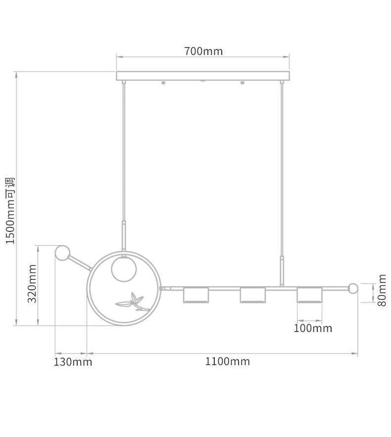 Линейный светильник Metal Wood Ring Leaf Linear Light в Воронеже