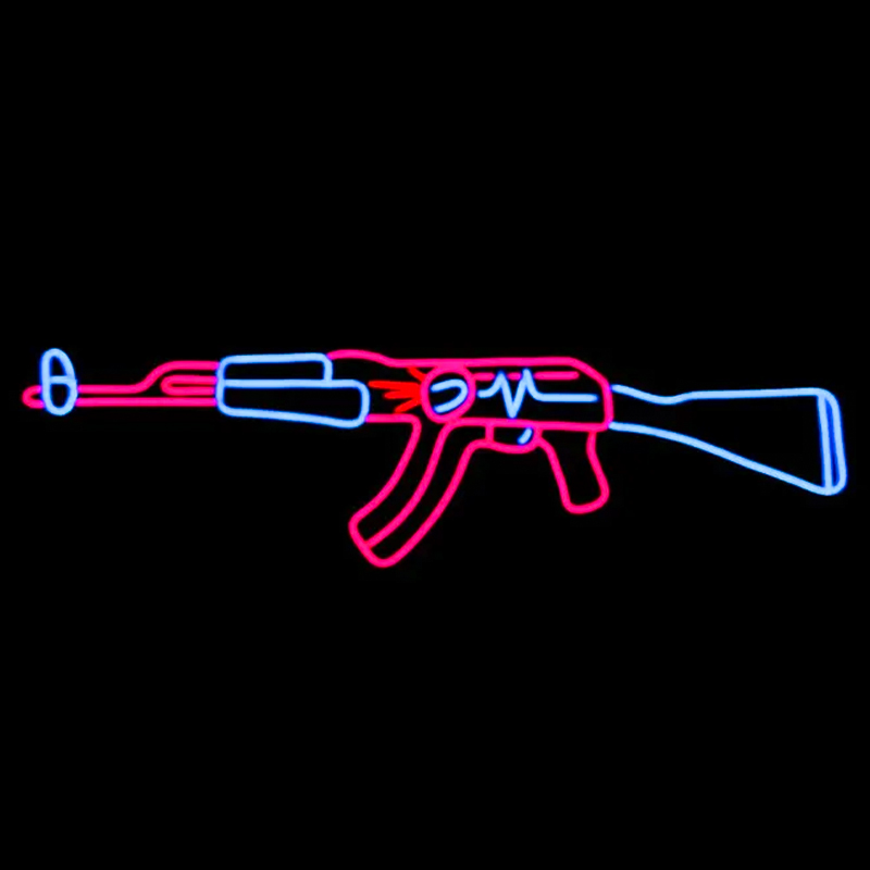 Неоновая настенная лампа Machine Gun Neon Wall Lamp Прозрачный Розовый Голубой в Воронеже | Loft Concept 