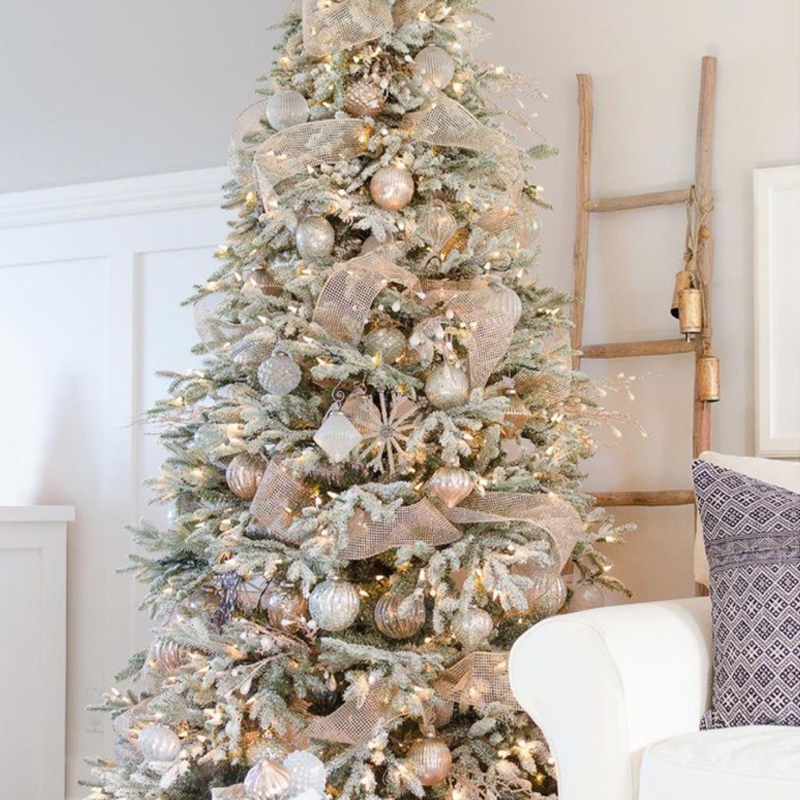 Дизайнерская Ель с Нежно-Розовым Декором Премиум Christmas Tree Pink and Silver Розовый пастельный Серебряный в Воронеже | Loft Concept 