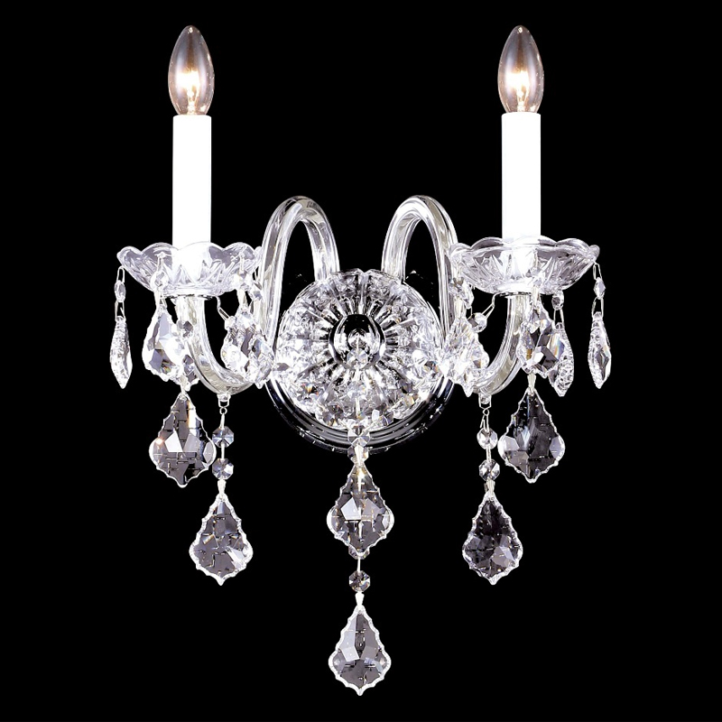 Бра в классическом стиле с 2-мя лампами и хрустальными подвесками Crystal lamps Хром Прозрачное Стекло Бра в классическом стиле с 2-мя лампами и хрустальными подвесками Crystal lamps Хром Прозрачное Стекло в Воронеже | Loft Concept