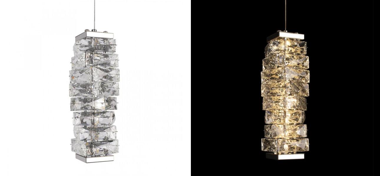 Подвесной Светильник Хрустальный Transparent Cubes Серебро 25 см - фото