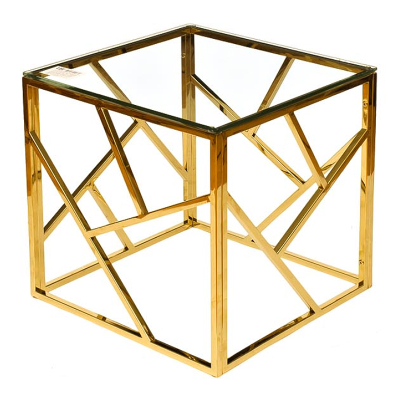 Приставной стол Serene Furnishing Gold Clear Glass Top Side Table Золотой Прозрачное Стекло в Воронеже | Loft Concept 