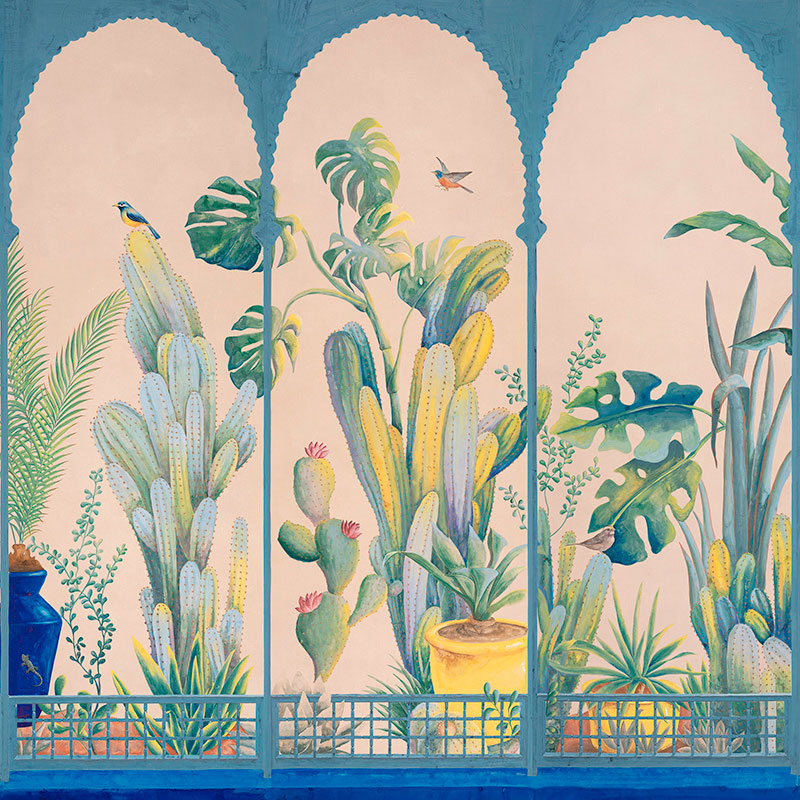 Обои ручная роспись Jardin Marrakech Majorelle on painted Xuan paper  в Воронеже | Loft Concept 