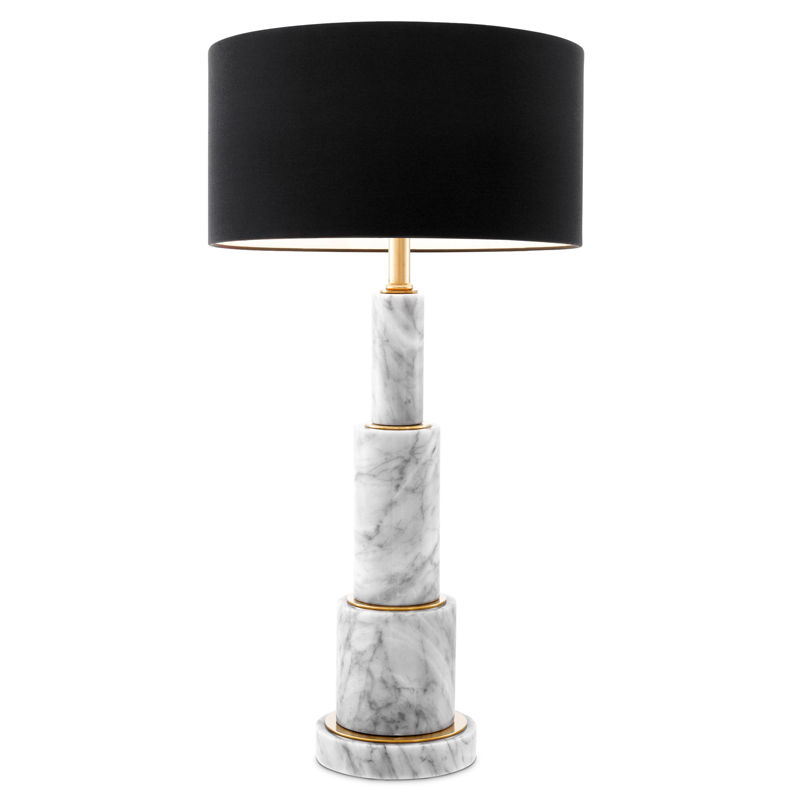 Настольная лампа Eichholtz Table Lamp Dax Белый Мрамор Bianco Черный Глянцевое золото в Воронеже | Loft Concept 