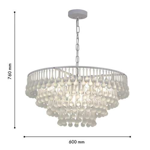 Люстра подвесная круглая с молочными стеклянными подвесками в форме капель Droplet Chandelier в Воронеже
