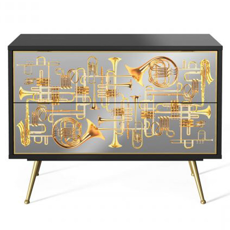 Комод Seletti Chest of Two Drawers Trumpets Золотой Черный Золотой Шампань в Воронеже | Loft Concept 